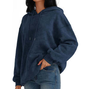 Sudadera con Capucha de Forro Polar para Mujer, Color Sólido, Suave y Cálida, Estilo Holgado, Manga Larga, Informal, con Bolsillo, Cómoda para Uso Diario, Estilo Vintage - Product Image 3
