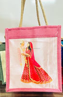 Sac de jute décoratif écologique coloré avec fermeture éclair pour mariage indien Haldi Mehndi Sangeet Party Favor sacs-cadeaux