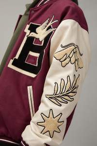 Parche de brazo de cuero personalizado al por mayor multi insignia Chenille bordado béisbol Streetwear abrigo Varsity chaqueta para hombres - Product Image 4