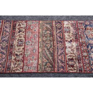 พรมตุรกีขนาดเล็ก, พรมวินเทจขนาด 2.3x9.4 ฟุต, พรมขนสัตว์สีแดงลายปะติด - Product Image 4