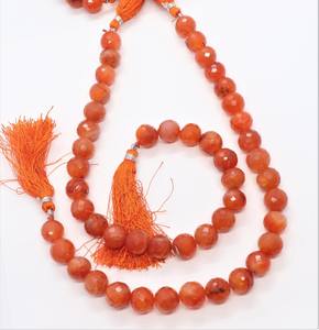 Perles de pierres précieuses à facettes en cornaline Boules rondes à facettes naturelles 11-12mm Perles de cornaline pour la fabrication de bijoux pour fille d'Inde - Product Image 2