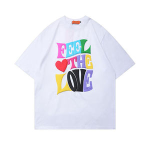 เสื้อยืดคอกลมพิมพ์ลายพัฟทำจากผ้าฝ้ายคุณภาพสูงเสื้อยืดสีโลโก้ตามสั่ง - Product Image 1