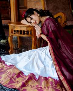 All Over Chex Pattern Poly Cotton con Zari Weaving Work South Indian Cultural Style Wedding Special Designer Lahenga Choli - Product Image 5