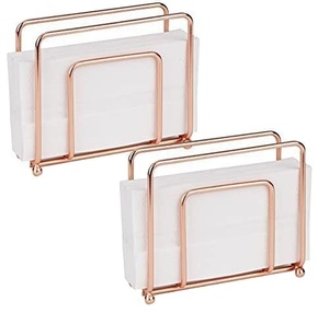 Porte-serviettes rond en fil de cuivre or rose en métal royal support à 3 pieds pour rouleau de papier en tissu pour la décoration intérieure de la fête de mariage - Product Image 2