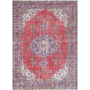 Tapis en laine noué à la main de grande taille, motif médaillon rouge et orange, pour salon, couloir rectangulaire - Pae-2395 - Product Image 1