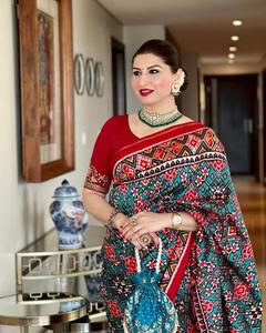 Indio paquistaní Bollywood suave Vichitra seda tela bordado Sari último exclusivo Sari étnico nupcial fiesta desgaste boda - Product Image 5