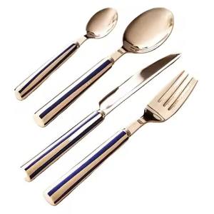 Designer <b>Blue</b> Handle Silver Head Cutlery <b>Set</b> For Indoor Dining Family Gatherings Formal <b>Dinners</b> And Special Events - Product Image 3