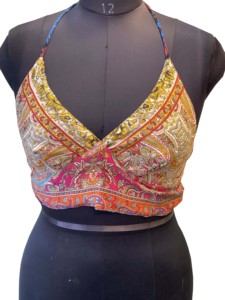 Top de playa bohemio con cuello Halter-Top de bikini de seda India-moda hippie Ropa de playa-Top de bikini de México - Product Image 2