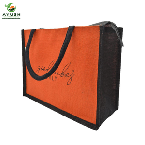 Bolsas de compras de yute impresas con logotipo personalizado para ir de compras y viajar - Product Image 6