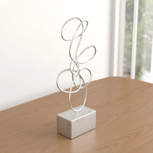 Look nordique fabriqué à la main moderne minimaliste abstrait Triangle boucle argent plaqué aluminium coulé métal décor à la maison Sculpture - Product Image 1