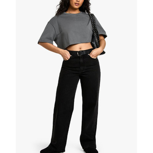 T-shirts courts à épaules tombantes très demandés, vêtements d'été, écologiques, OEM, vente chaude, nouveau design, hauts courts pour femmes - Product Image 3