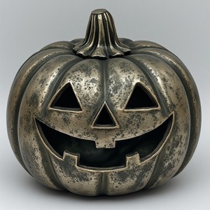 Linterna de calabaza de aluminio única, acabado verde pátina, diseño perforado hecho a mano que crea una fiesta de Halloween brillante - Product Image 5