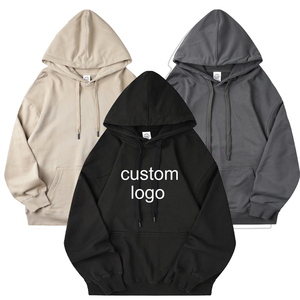 Streetwear avec logo personnalisé 480GSM Sweats à capuche épais vierges Sweat à capuche court en coton uni épais et surdimensionné pour hommes - Product Image 1