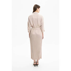 Jupe crayon plissée élégante à taille élastique pour filles - Satin doux avec broderie - Product Image 3