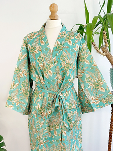 ชุดคลุมยาวถึงเข่าผ้าชีฟองชุดกิโมโนพิมพ์ลายด้วยมือทำจากผ้าฝ้ายแท้ผ้าคลุมชายหาด/ความสบายสำหรับคุณแม่ฤดูร้อนฤดูใบไม้ร่วงฤดูใบไม้ผลิ - Product Image 6