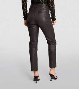 Pantalons de ville droits à jambe droite en laine à taille mi-haute, à devant plat, personnalisés OEM pour l'hiver, pour femmes - Product Image 6