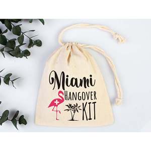 Bolsas Personalizadas de Algodón Orgánico para Kits Antiresaca, Bolsas de Recuperación Serigrafiadas para Fiestas y Bodas, para Manualidades y Juguetes - Product Image 4