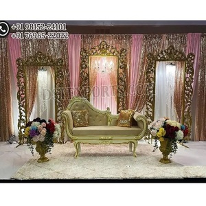 Cadres de scène glorieux pour toile de fond de mariage Panneaux de toile de fond de scène de mariage or classique Cadres de toile de fond de scène de mariage sud-asiatique - Product Image 1