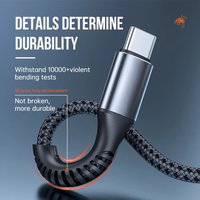 Câble tressé en nylon Type-C 60W 1m/2m, charge rapide PD, conducteur en cuivre pur, conception durable pour téléphone mobile iOS, ordinateur, imprimante