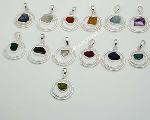 925 argent sterling massif juillet pierre de naissance pendentif rubis brut lunette réglage pendentifs à breloque - Product Image 5