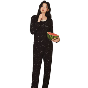 Conjunto de Pijamas de Mujer al por Mayor con Estampado de Estrellas, 2 Piezas, Manga Larga, Viscosa, Ropa de Dormir Cómoda y Transpirable para Mujer - Product Image 1