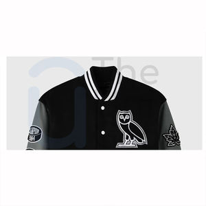 Custom High Street College <b>Baseball</b> <b>Jacket</b> <b>Men</b> Women Winter Stand Collar Outerwear Couples 100% Cotton Eco-Friendly Front Custom - Product Image 4