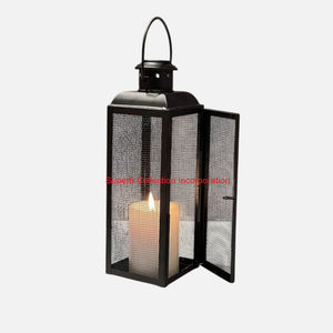 Candelabro de linterna de Metal negro elegante con mango para decoración del hogar interior y exterior bodas fiesta estilo clásico linterna de hierro - Product Image 3