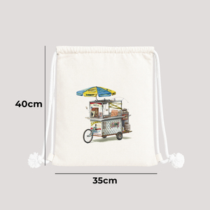 Truong Gia Canvas <b>Drawstring</b> <b>Backpack</b> 35x40cm Printed Vietnamese Coffee Design Unisex Bag - Product Image 3