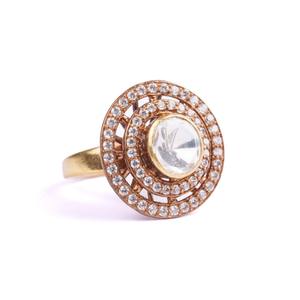 Bague tendance Gajaah en argent 925, « Halo céleste », diamant Polki et diamant pavé, nouvelle collection de bijoux - Product Image 2