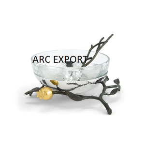 Ustensiles de cuisine pour la maison Bol de service avec arbre Bols à feuille d'or Brillant Poli Décoratif Mariage et Resort Bol à fruits secs en Inde - Product Image 4