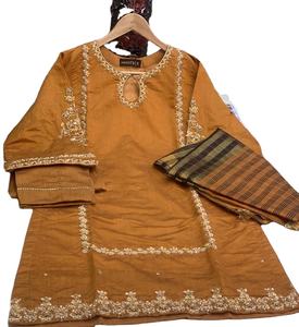 Seda de algodón de alta calidad Shalwar Kameez-Vestido de mujer indio pakistaní con bordado para todas las estaciones colores personalizados - Product Image 1