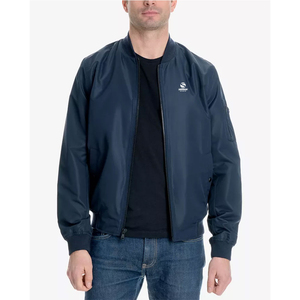 Blouson Bomber Homme Coupe Droite Brodé en Toile Respirante avec Fermeture Éclair et Capuche Intégrée Coupe-Vent Style Vintage pour l'Automne Streetwear - Product Image 1