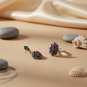 Ensemble de bijoux en zircon fin et perles pour femmes, boucles d'oreilles et bague plaquées or classiques, occasion de fête - Product Image 1