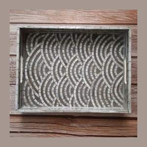 CUSTOMIZED DURABLE BONE INLAY Tray with Floral Design Patterns Bone Inlay Serving Tray for Home Decor - Product Image 6