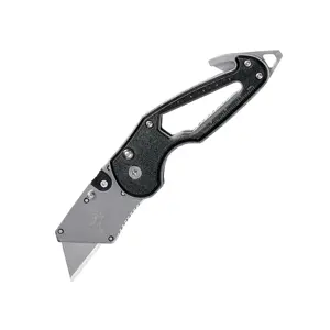 Multitool Foldable Pocket Utility Knife Folding Box Cutter with Black Aluminum Handle for Heavy Duty Purpose