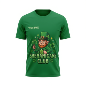 T-Shirt Unisex Personalizzata per San Patrizio, Club dei Scherzi, Grafica Leprechaun, Divertente Quadrifoglio Irlandese Verde, Personalizzabile Promozionale - Product Image 3