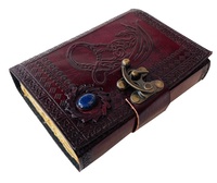 Carnet de Journal personnalisé en cuir véritable gaufré Dragon avec pierre intégrée écriture Deckle bord papier journal