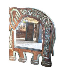Antique-Style Majestic Elephant Decorative Wall <b>Mirror</b> Luxury Bohemian Modern Handmade Wood Rattan <b>Acrylic</b> for Bathroom Decor - Product Image 4