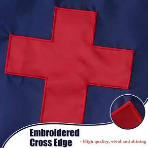 Drapeau chrétien brodé en polyester 5x8 pieds, imperméable et durable pour l'extérieur, drapeaux de l'Église américaine avec croix de Jésus et 3 œillets en laiton - Product Image 4