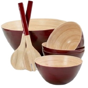 Eco2go Vente en gros Bol en bambou filé de couleur personnalisée/Bol en bambou filé écologique/Saladier en bambou filé fabriqué au Vietnam - Product Image 1