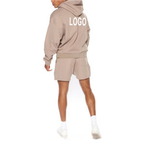 Conjunto de Sudadera con Capucha y Pantalones Cortos Deportivos Transpirables para Hombre y Mujer, Personalizables, de Poliéster/Algodón, Colores Personalizados - Product Image 2