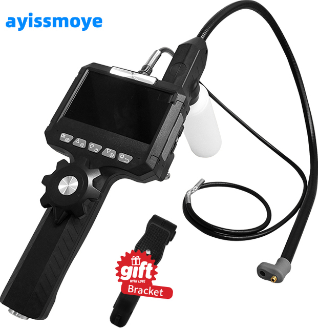 4.3 Inch IPS Screen 360 Degree Articulating Endoscope 1080P Steering Industrial Borescope Camera IP67 Rated 6X Zoom Adjustable