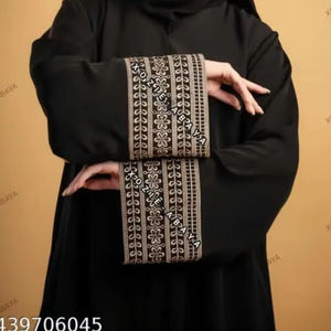 Elegante modesto diseñador Abayas para mujeres bordado a mano mangas Formal Dubai vestidos tela transpirable tradicional musulmán - Product Image 1