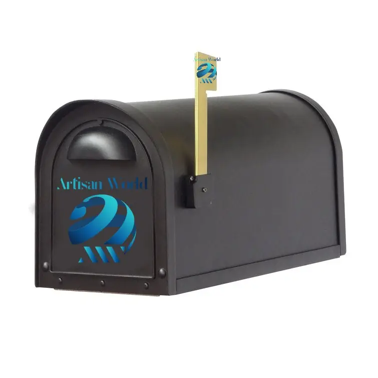 Traditional Design Metal Post Mounted Mailbox Classic Style On A Curved Silhouette Collect Postcards Catalogs Letters And More