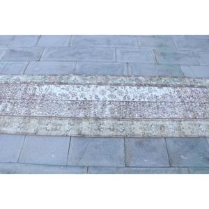 Turkish Rug, 2.4x8 ft Runner Rug, <b>Brown</b> White <b>Wool</b> Rug - Product Image 4