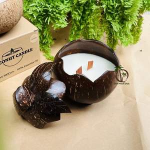 Vela de coco al por mayor, cuenco de cáscara de coco ecológico hecho a mano, vela de coco perfumada para regalo de Navidad - Product Image 5