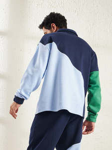 เสื้อฮู้ดดี้พิมพ์ลายหนา ทรงโอเวอร์ไซส์ คอปกโปโล ผ้าฝ้าย 100% สีน้ำเงิน สำหรับผู้ชาย ขายส่ง แฟชั่นฤดูหนาวลำลอง - Product Image 3