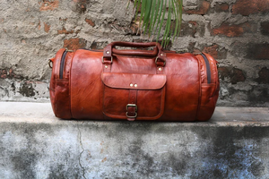 Sac de voyage en cuir de chèvre véritable Sac de nuit en cuir de week-end Sports Gym Duffel pour hommes femmes - Product Image 2