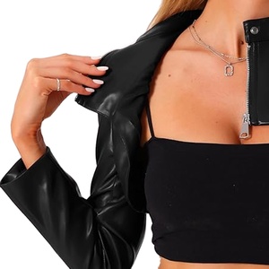 Nouvelle conception, logo personnalisé, veste en cuir à col rabattu, service OEM, veste en cuir courte pour femme, veste pour homme 2026 - Product Image 2