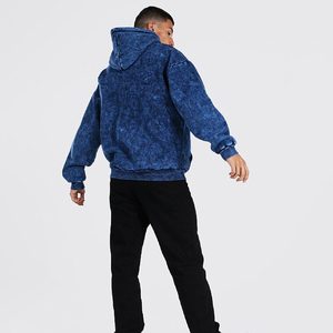 Sudaderas con capucha lavadas con ácido para hombre con estampado personalizado 100% algodón estambre de gran tamaño desteñido diseño desgastado ropa de calle teñida Lisa para invierno - Product Image 6